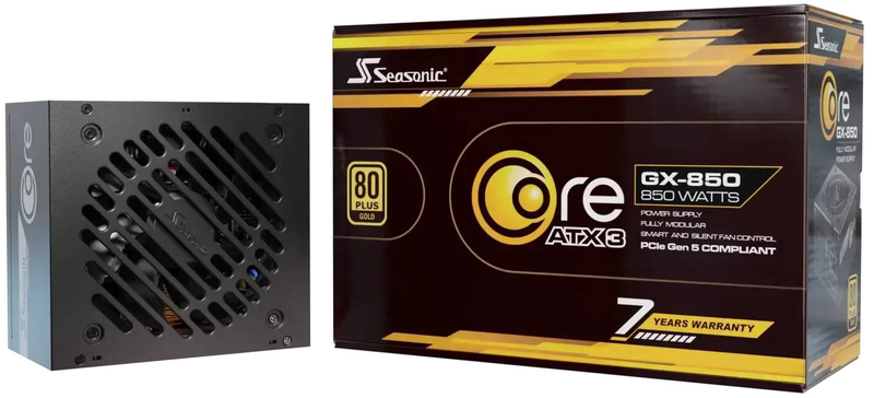 Seasonic core gx-850 850w atx 3.1 psu 80 plus gold cybenetics platinum fully modular native 12v-2x6 black-null