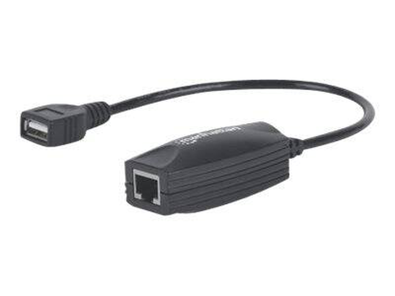 Manhattan USB-a line extender, for use with rj45 network cable (not included), extends USB device up to 60m, bus power, cat5e/cat6/cat6a rj45 network cables suitable, black,-null