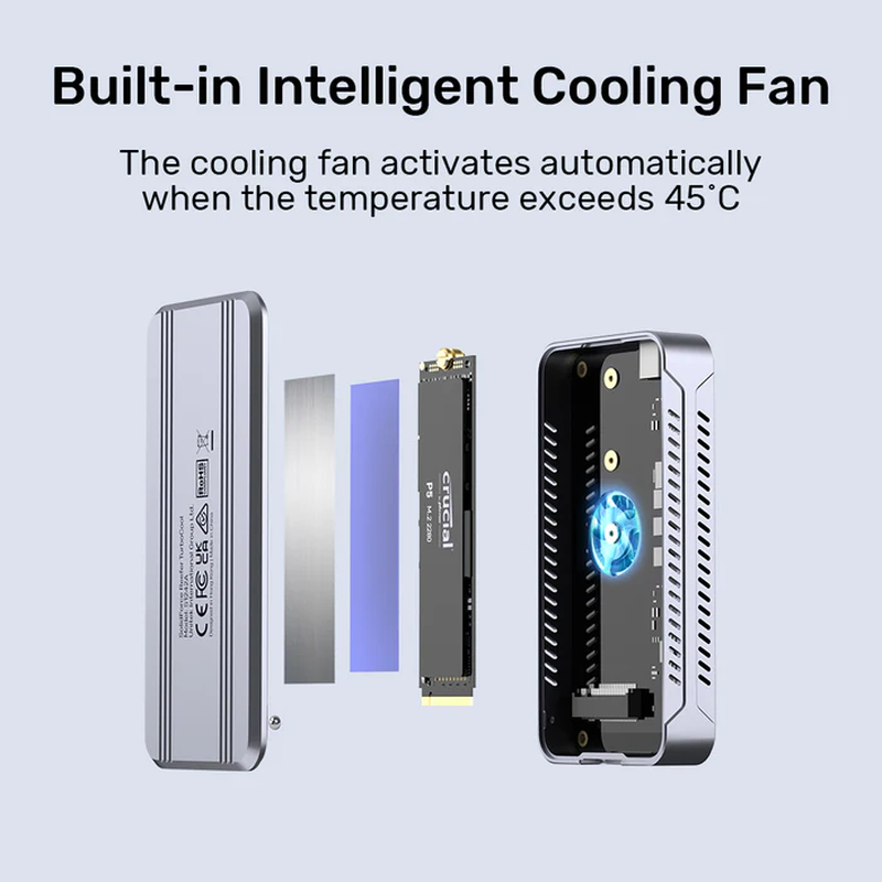 Unitek USB-c nvme/pcie enclosure USB 4.0 40GBps w/cooling fan s1242a, , medium-null