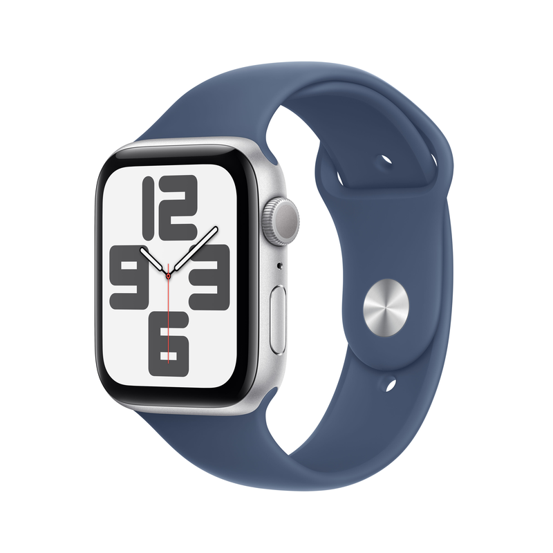Apple watch se GPS 44mm silver aluminium case with blue silicone band - m/l-null