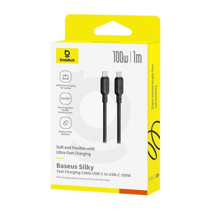 Baseus cable USB-c to USB-c silky series 1.0m 100w black, , medium-null