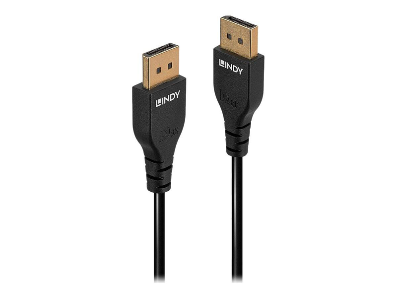 Lindy slim line - displayport cable - displayport (m) to displayport (m) - displayport 1.4 - 2 m - round, 4k60hz (3840 x 2160) support, 4k60hz (4096 x 2160) support, 4k144hz (3840 x 2160) support, 8k60hz (7680 x 4320) support, 1080p support 240hz, 2560 x-null