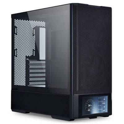 Lian li lancool 207 digital 6" lcd screen atx pc case - 4 fans included, Black, medium