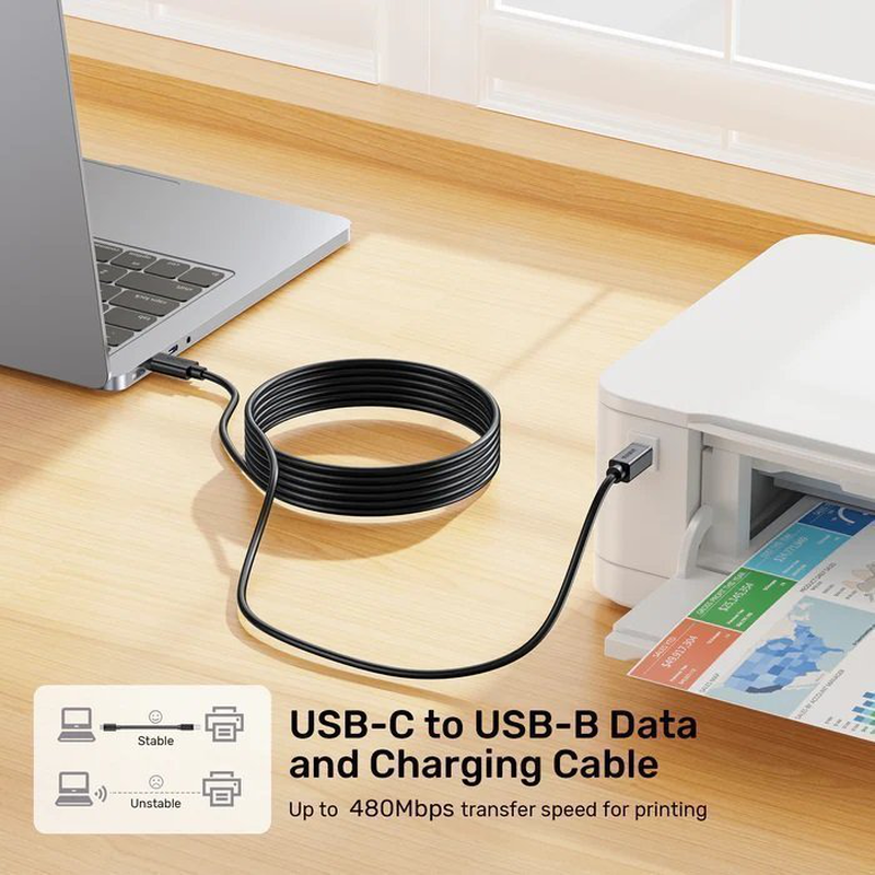 Unitek USB-c 2.0 to USB-b printer cable 5.0m, , medium-null