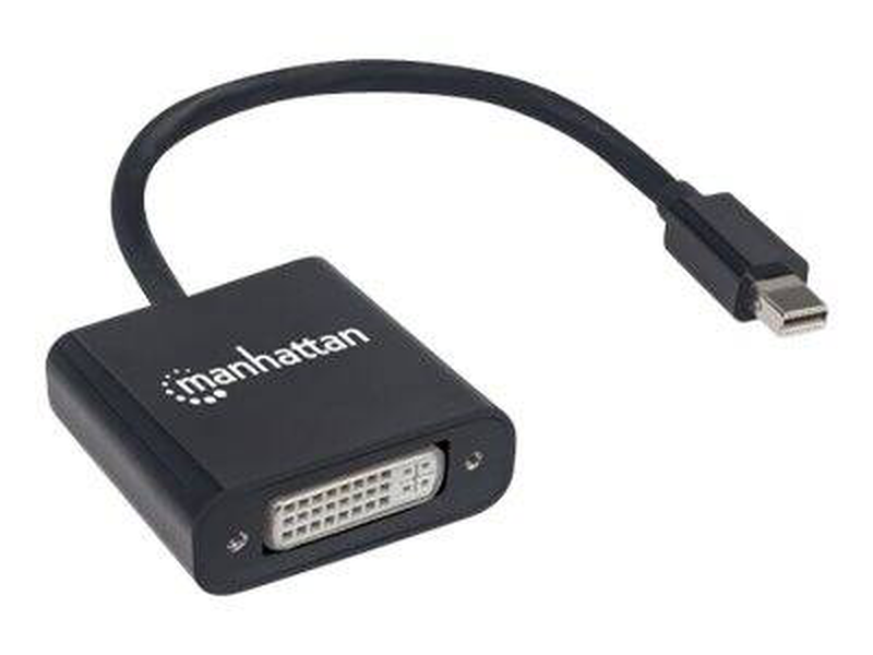 Manhattan mini displayport 1.2a to dvi-i dual-link adapter cable, 4k@30hz, active, 19.5cm, male to female, compatible with dvd-d, black,-null