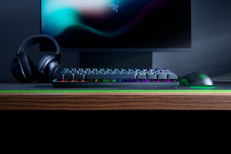 Razer huntsman mini / keyboard / backlit / USB-c / qwertz / german / key switch: razer clicky optical purple / black, , medium-null