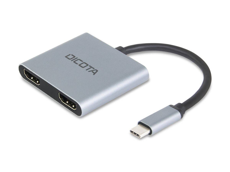 Dicota d32063 USB-c 4-in-1 mini dock dual HDMI 4k USB-a 100w pd silver-null