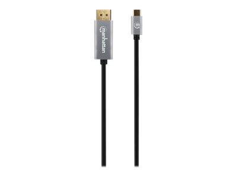 Manhattan USB-c to displayport 1.4 cable, 8k@60hz, 2m, male to male, black, equivalent to startech cdp2dp146b (except 20cm longer), three year warranty, polybag - displayport cable - 24 pin USB-c (m) to displayport (m) - 2 m - 4k120hz support, 8k60hz supp-null