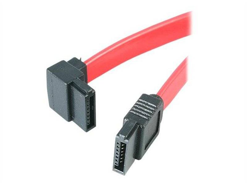 Startech.com 15.2cm sata to left angle sata serial ata cable / serial ata 150/300/600 / 7 pin sata receptacle to 7 pin sata receptacle / left angle connector / red, , medium-null
