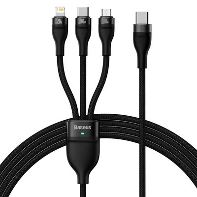 Καλώδιο baseus 3 σε 1 USB-c/micro/lightning flash series USB-c 1.5m μαύρο, , medium