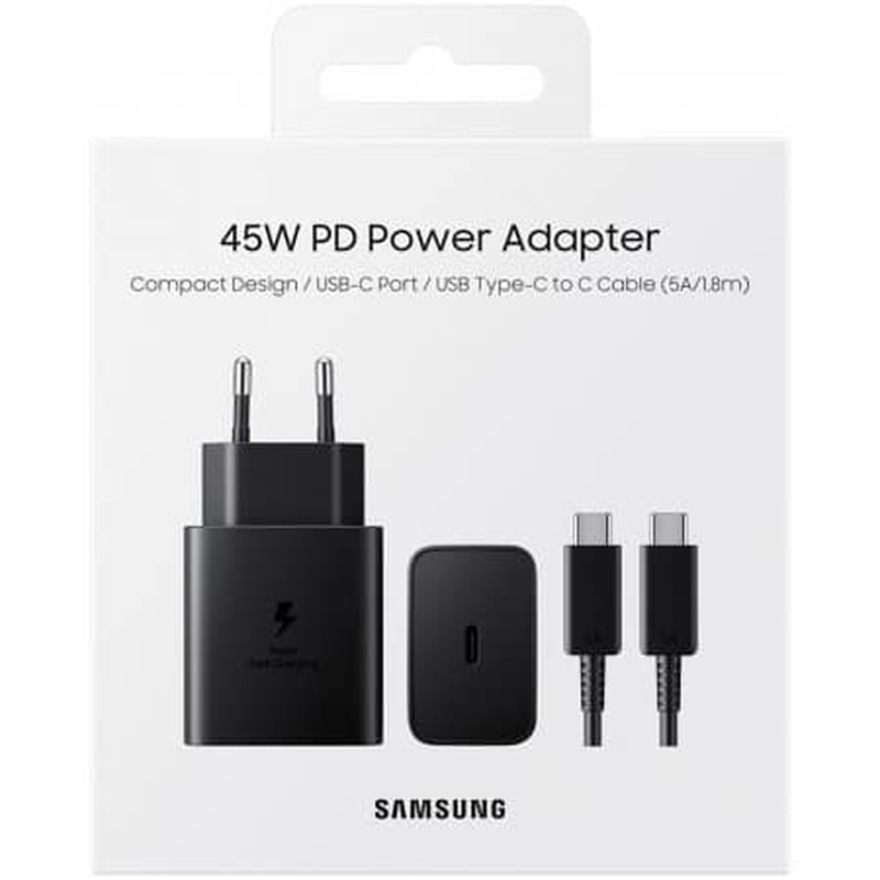Samsung original 45w eu USB-c power adapter + 1m USB-c cable  ep-t4511xbegeu black, , medium-null