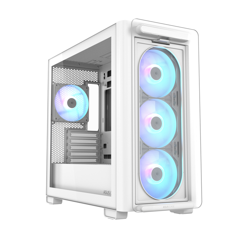 Asus pc case matx tempered glass 4xargb fans a23 plus white, , medium-null