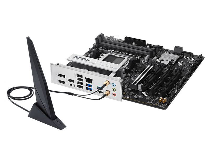 Asus b850m max gaming Wi-Fi micro-atx motherboard socket am5 AMD b850 ddr5 pcie 5.0 triple m.2 Wi-Fi 6GBe black-null