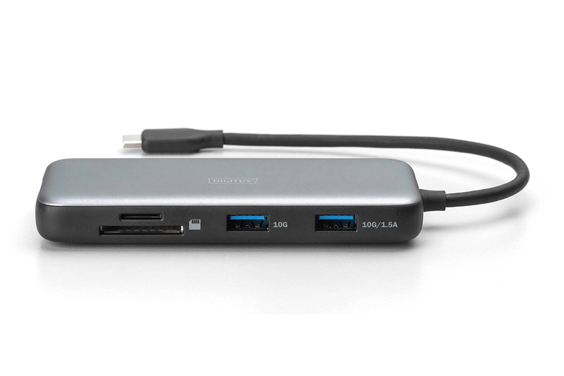 Digitus da-70914 7-in-1 USB-c docking station 4k 60hz HDMI hdr10+ gigabit ethernet 100w pd 2x USB-a 10GBps sd microsd-null