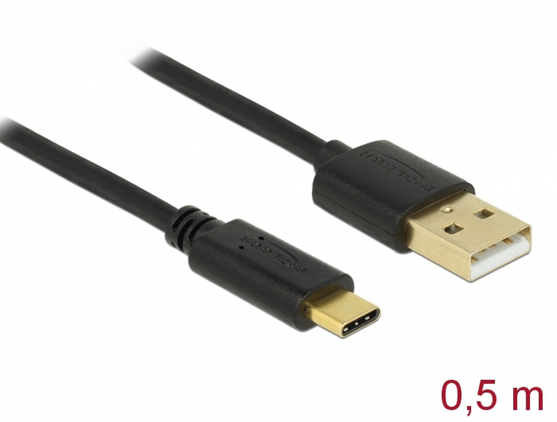 Delock - USB cable - USB-c (m) to USB (m) - USB 2.0 - 3 a - 50 cm - black-null