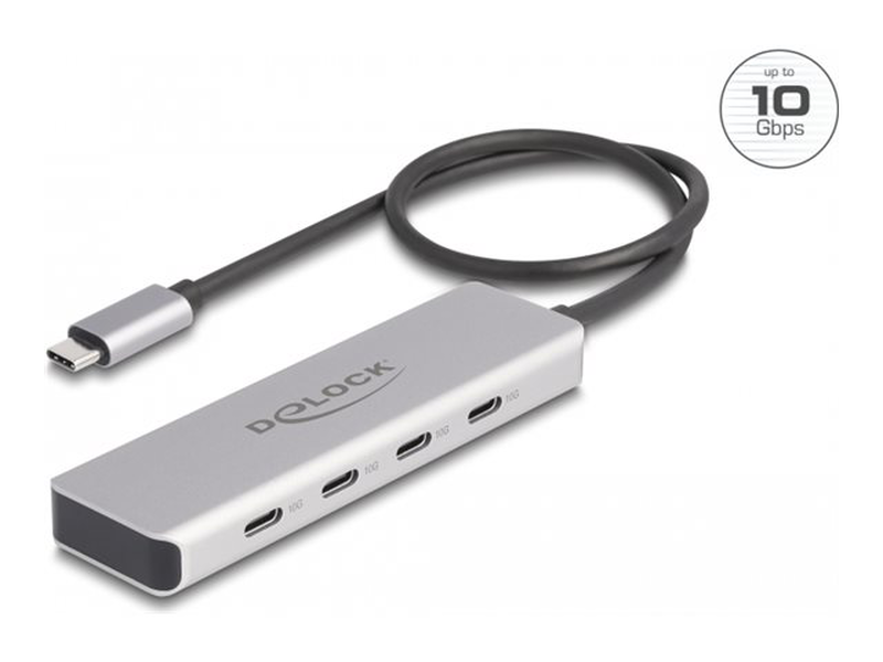 Delock USB 10GBps USB Type-C hub with 4 x USB Type-C female with 35 cm connection cable, , medium-null
