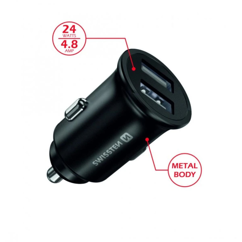 Swissten &mu;&epsilon;&tau;&alpha;&lambda;&lambda;&iota;&kappa;ό&sigmaf; &phi;&omicron;&rho;&tau;&iota;&sigma;&tau;ή&sigmaf; &alpha;&upsilon;&tau;&omicron;&kappa;&iota;&nu;ή&tau;&omicron;&upsilon; 2x USB 4.8a (24w) 20115000 &mu;&alpha;ύ&rho;&omicron;, , medium-null