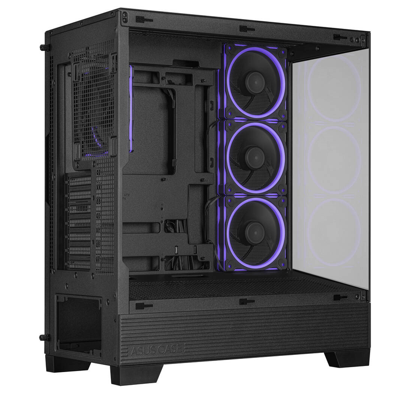 Asus a31 plus tg argb black atx mid-tower pc case panoramic tempered glass 4x 120mm argb fans btf-ready-null