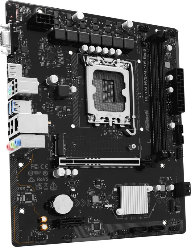 Asrock h610m-hvs/m.2 d5 Gen5 micro-atx motherboard lga 1700 intel h610 ddr5 pcie 5.0 x16 m.2 HDMI vga black-null
