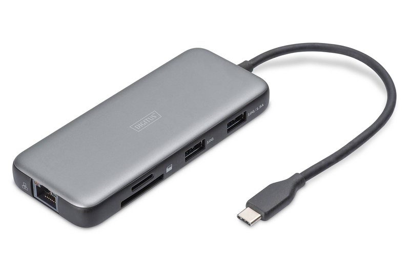 Digitus da-70914 7-in-1 USB-c docking station 4k 60hz HDMI hdr10+ gigabit ethernet 100w pd 2x USB-a 10GBps sd microsd-null