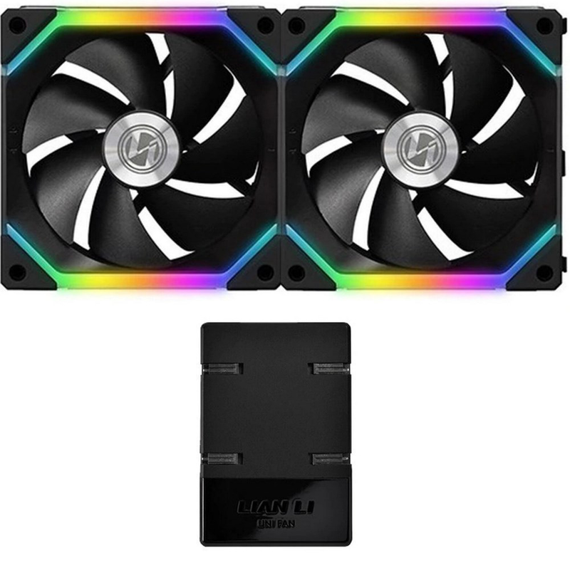 Lian li uni fan sl 140 case fans  argb pwm with controller double black-null