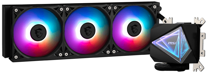 Msi mag coreliquid i360 argb aio liquid CPU cooler 360mm 3x120mm argb fans intel lga1851 AMD am5 black-null