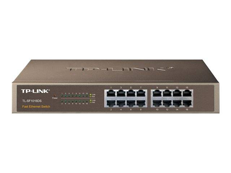 Tp-link tl-sf1016ds 16-port 10/100mbps fast ethernet unmanaged desktop rackmount switch steel-null