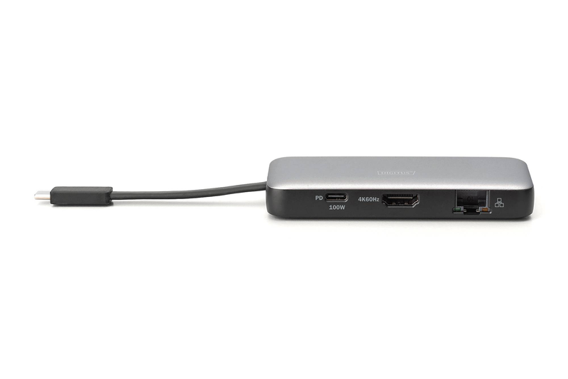 Digitus da-70916 7-in-1 USB-c travel docking station 4k 60hz HDMI hdr gigabit ethernet 100w pd 2x USB-a 5GBps sd microsd-null