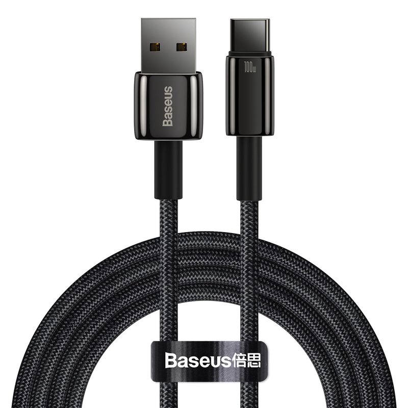 Baseus cable USB-c to USB-a tungsten gold 100w 2.0m blk image number null
