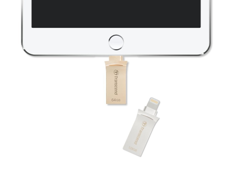 Memory stick 64GB jetdrive go 500, lightning + USB 3.1 dual connectors, για iPhone, ipod, ipad, μεταλλικό, 2yw, σε χρυσό - transcend, , medium-null