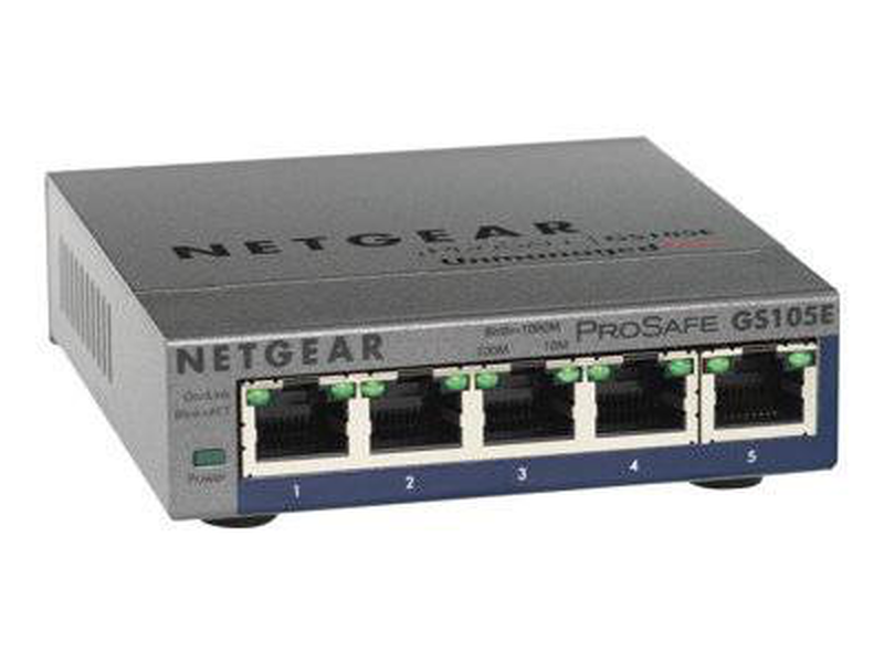Netgear gs105e prosafe plus 5-port gigabit smart managed switch vlan qos metal case-null