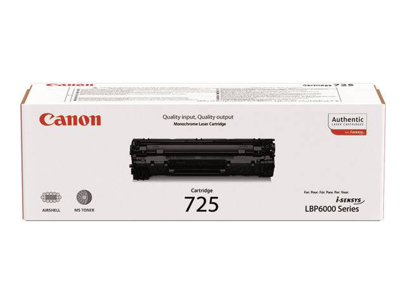 Canon 725 3484b002 black original toner cartridge 1600 pages for i-sensys lbp6020 lbp6030 mf3010-null