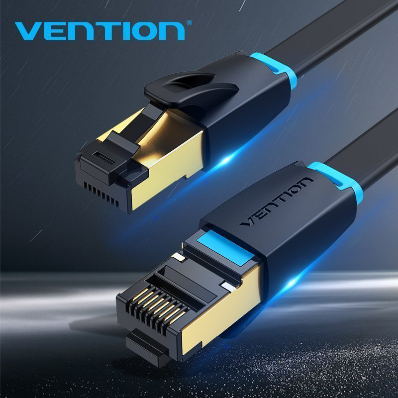 Vention network cable cat8 sftp flat 5.0m black ikcbj, , medium-null