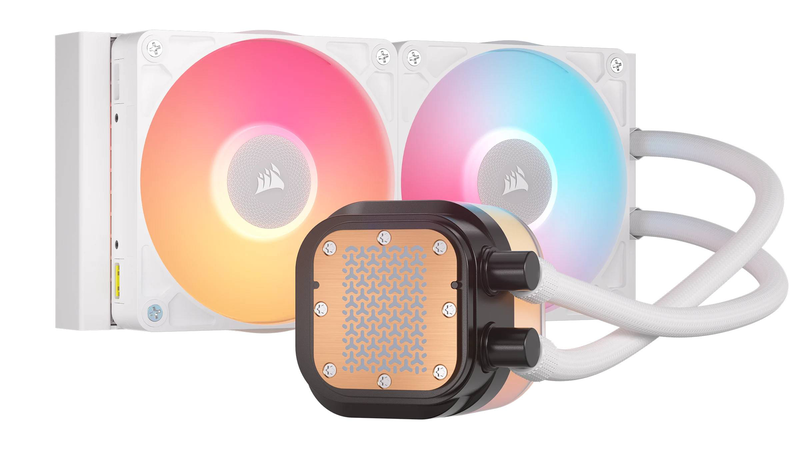 Corsair icue link titan 240 rx lcd aio liquid CPU cooler 240mm 2x120mm rx120 rgb 2.1in 480x480 lcd white-null
