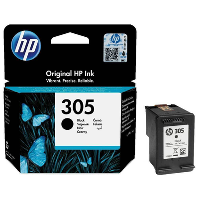HP ink cartridge 305 black, Black, medium