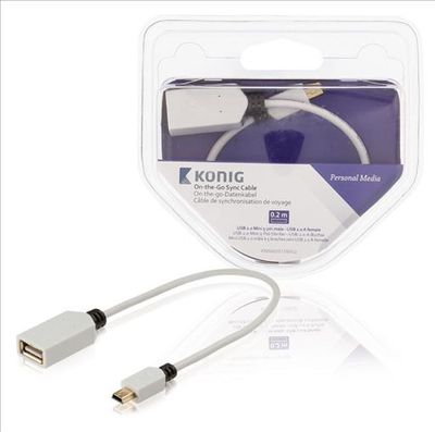 USB 2.0 cable 0.2m  mini 5-pin male - a female white