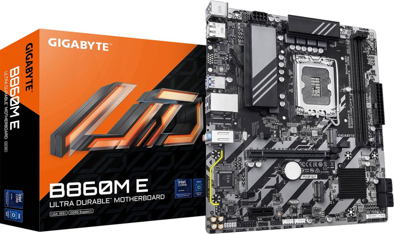Gigabyte b860m e ddr5 micro-atx motherboard lga 1851 intel b860 pcie 4.0 x16 dual m.2 2.5GBe HDMI displayport black-null