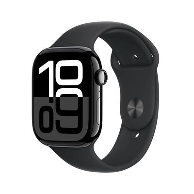 Apple watch series 10 GPS 46mm black aluminium case with black sport band - m/l, Black, medium