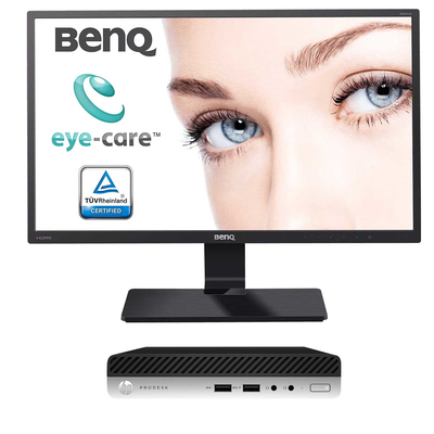 Hp prodesk 400 g3 core i5-6500t 16GB 256GB SSD windows 10 pro desktop with benq 24.1" FHD monitor - refurbished -, , medium