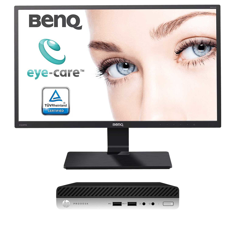 Hp prodesk 400 g3 core i5-6500t 16GB 256GB SSD windows 10 pro desktop with benq 24.1" FHD monitor - refurbished -, , medium-null
