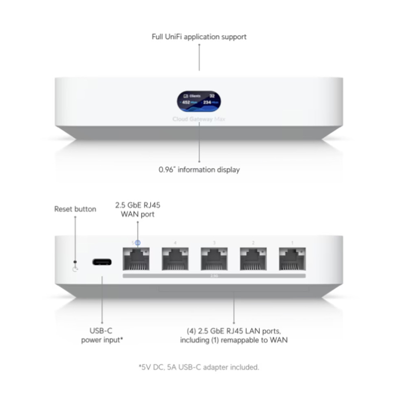 Ubiquiti unifi cloud gateway max 5x 2.5ge, 512GB nvme SSD ucg-max, , medium-null