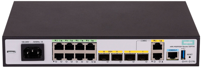 Hpe flexnetwork msr958x comware converged branch router 8x gbe lan 10GBe combo wan Wi-Fi rack-mount-null