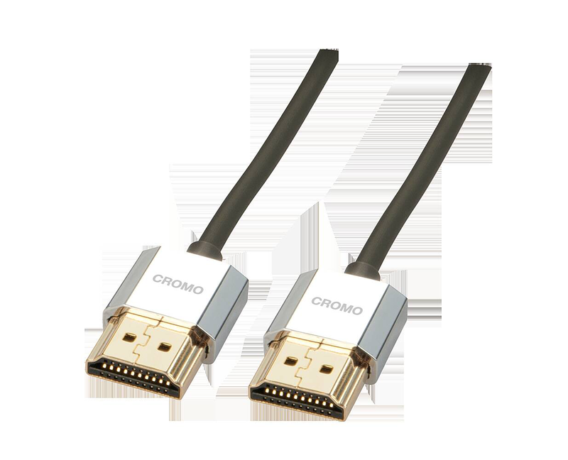 Lindy cromo slim high speed HDMI cable with ethernet - HDMI with ethernet cable - HDMI (m) to HDMI (m) - 2 m - shielded twisted pair (stp), , medium-null