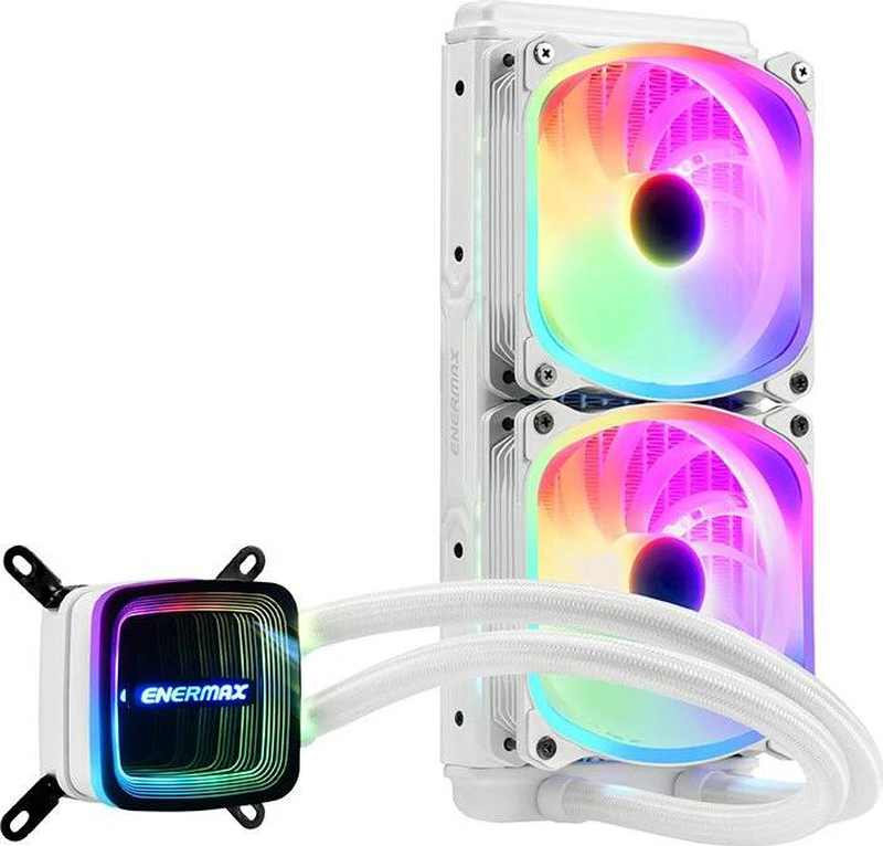 Enermax aquafusion adv 240 0lc-aqfa240-sqa-w 240mm aio liquid CPU cooler dual squa rgb fans 360w white-null