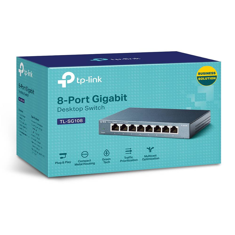 Tp-link tl-sg108 8-port gigabit unmanaged metal desktop switch plug and play fanless-null