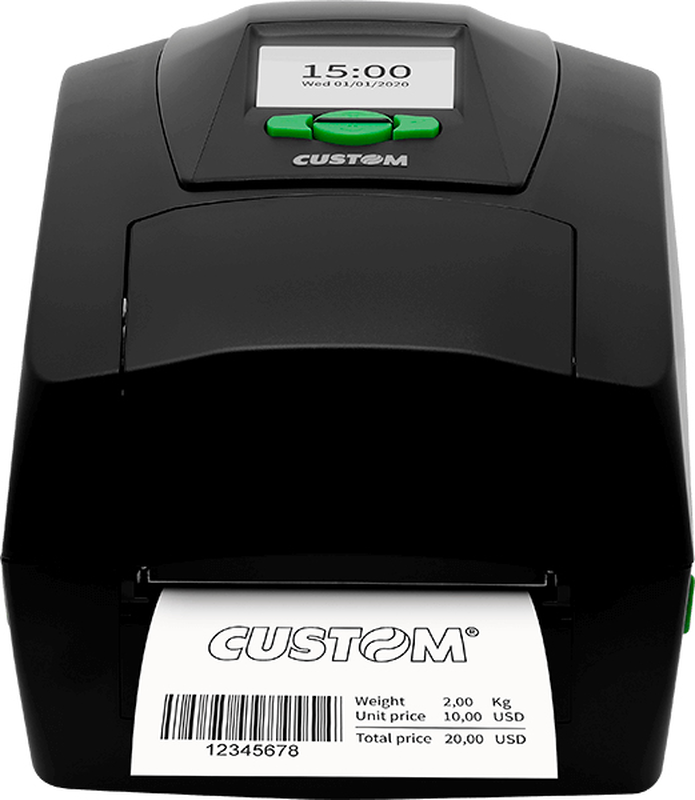 Custom d4 202 desktop label printer 4" 104mm direct thermal transfer 203dpi 5ips USB serial ethernet 2.8" colour lcd black-null
