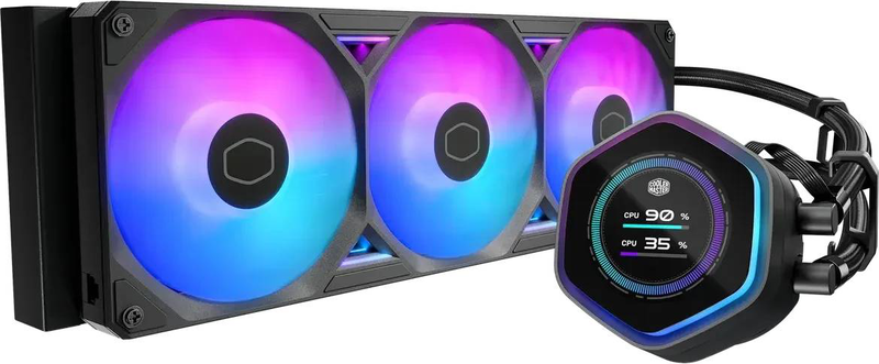 Cooler master masterliquid atmos II lcd 360 aio liquid CPU cooler 360mm push-pull argb 2.1in 480x480 lcd black-null