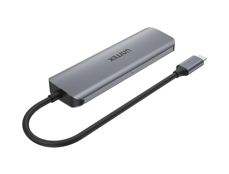 Unitek h1107c alum Type-C hub 3x USB3.1/sd/pd100w hub space grey, , medium-null