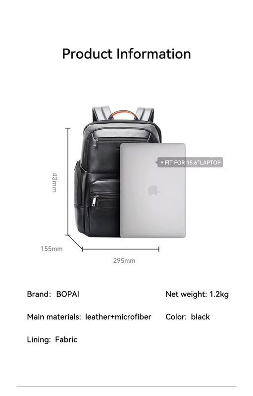 Bopai valor leather laptop backpack 15.6&Prime;, , medium-null