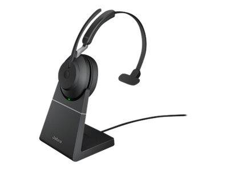 Jabra evolve2 65 mono uc bluetooth wireless on-ear headset USB-a link 380a charging stand 37h battery 3 mic busylight black-null
